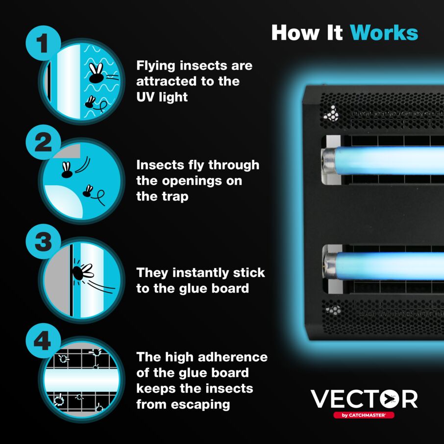 CX Vector 30 UV Light Fly Trap in Black