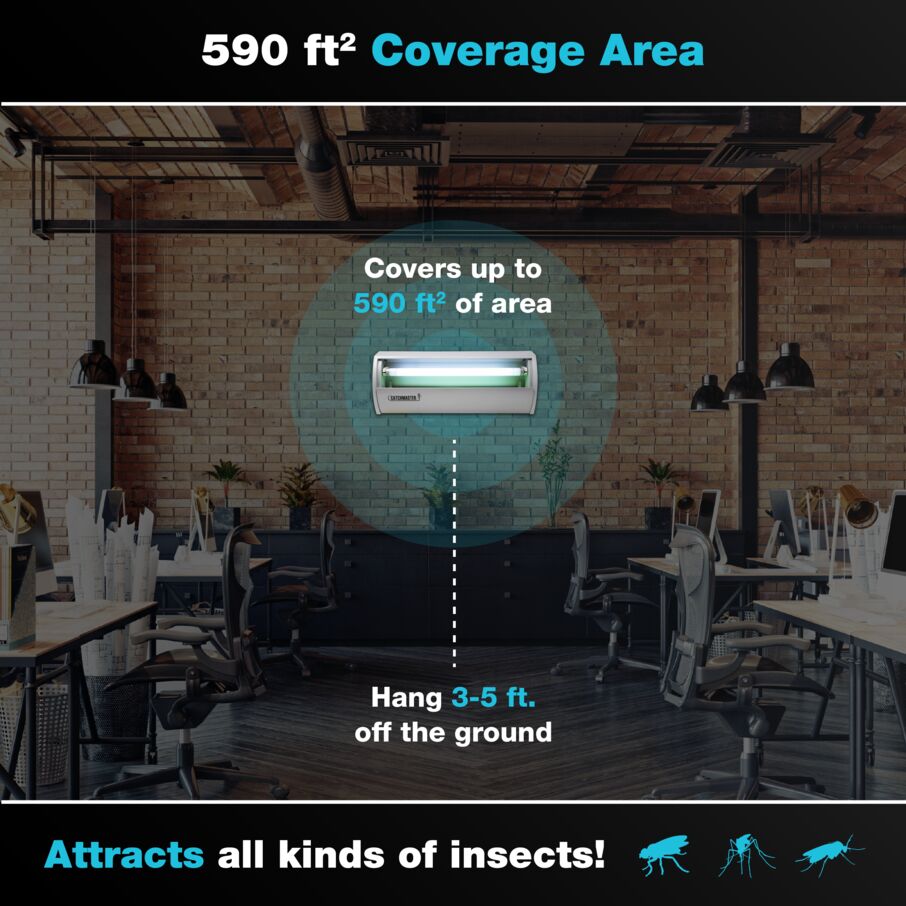 High-performance fly trap light totaling 590 square feet of coverage
